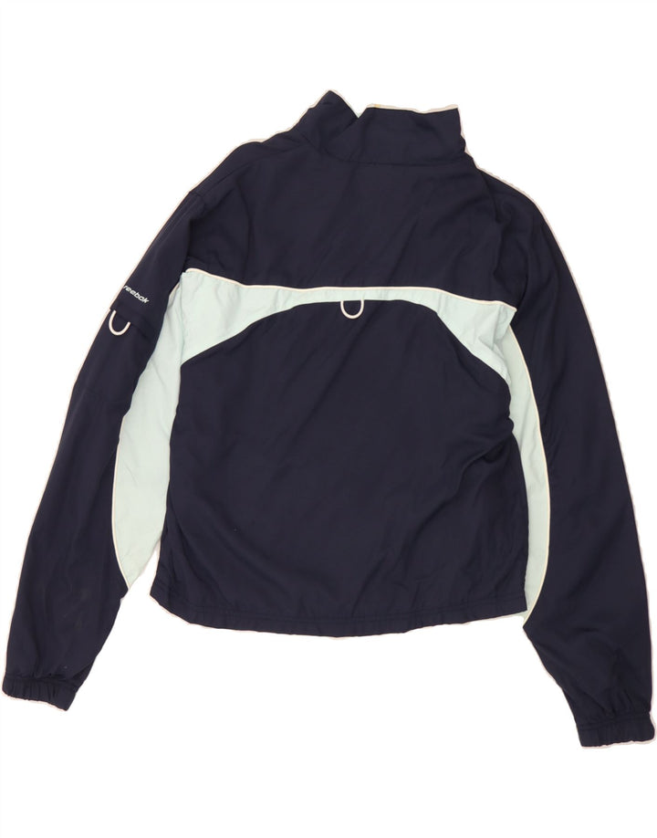REEBOK Womens Tracksuit Top Jacket UK 12 Medium Navy Blue Colourblock Vintage Reebok and Second-Hand Reebok from Messina Hembry 