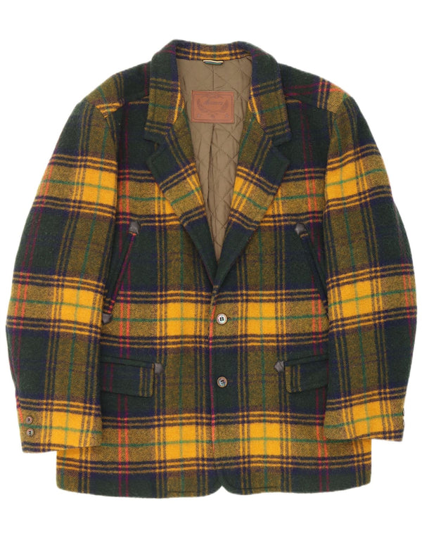 Azzurra Veste Blazer 2 Boutons Homme IT 52 XL Vert à Carreaux Laine Vierge