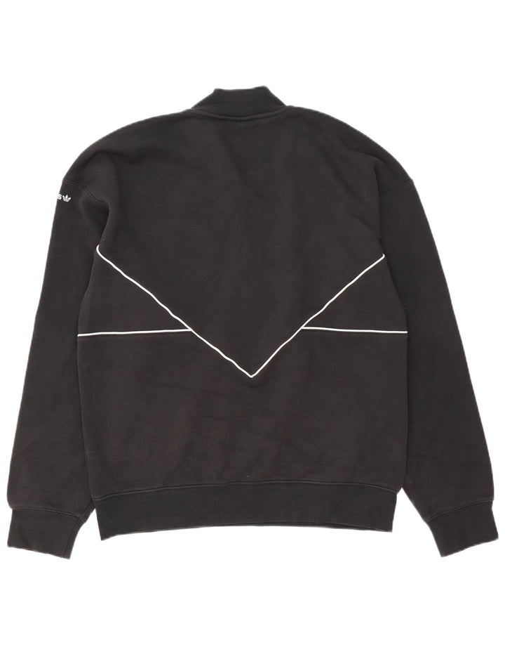Adidas Sweat-shirt à col zippé pour homme en coton noir moyen