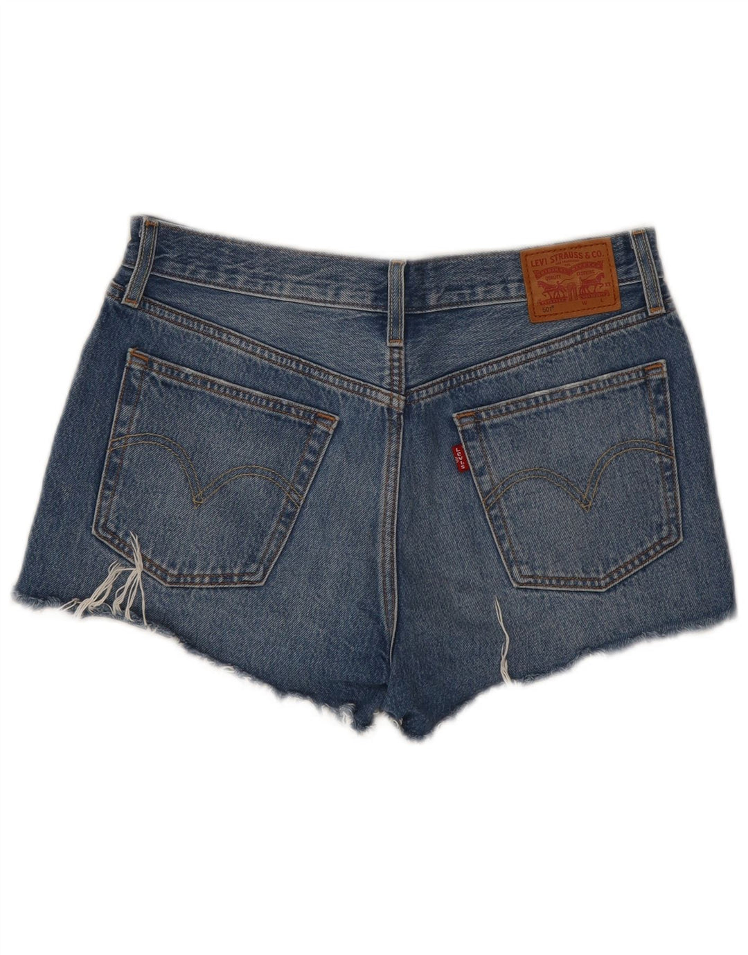 LEVI'S Short en Jean 501 Vieilli Femme W28 Bleu Moyen