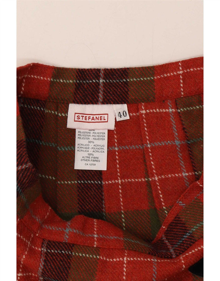 Stefanel Mini jupe portefeuille pour femme IT 40 Small W26 Rouge à carreaux Polyester