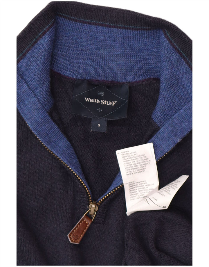 White Stuff Pull à col zippé en laine bleu marine Small Homme