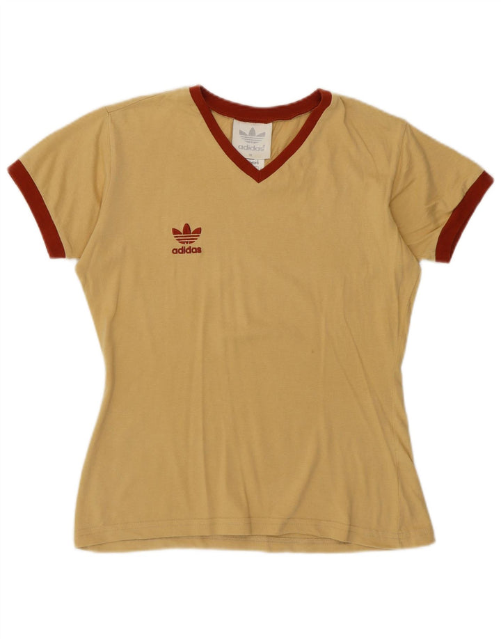 ADIDAS T-shirt pour femme UK 14 Jaune moyen