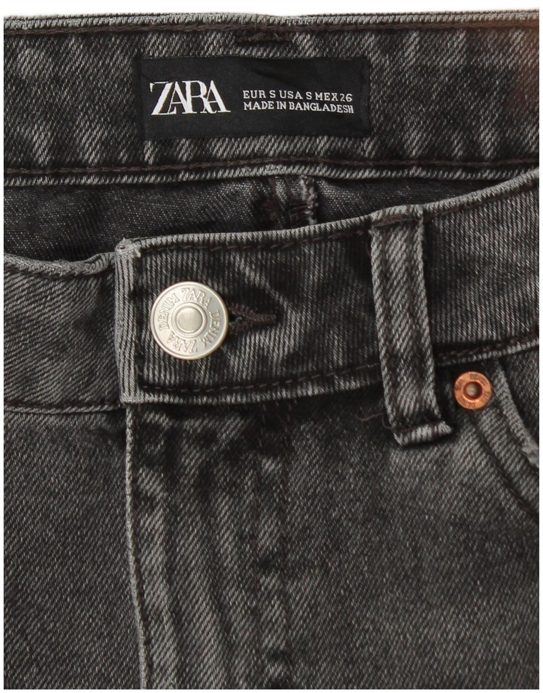 Zara Femme Mini Jupe En Jean Petit W26 Coton Noir
