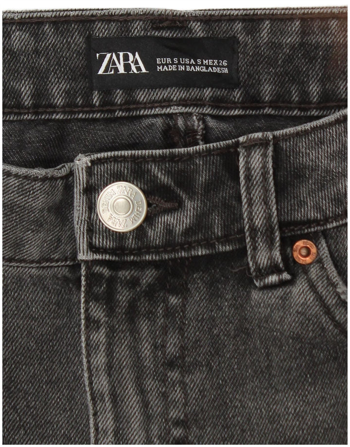 Zara Femme Mini Jupe En Jean Petit W26 Coton Noir