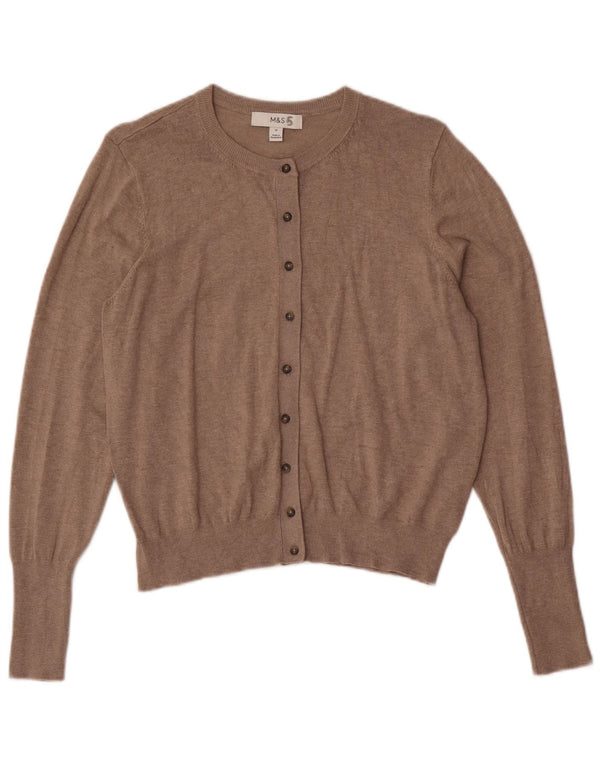 Marks & Spencer Pull cardigan court pour femme UK 16 Large Marron Viscose