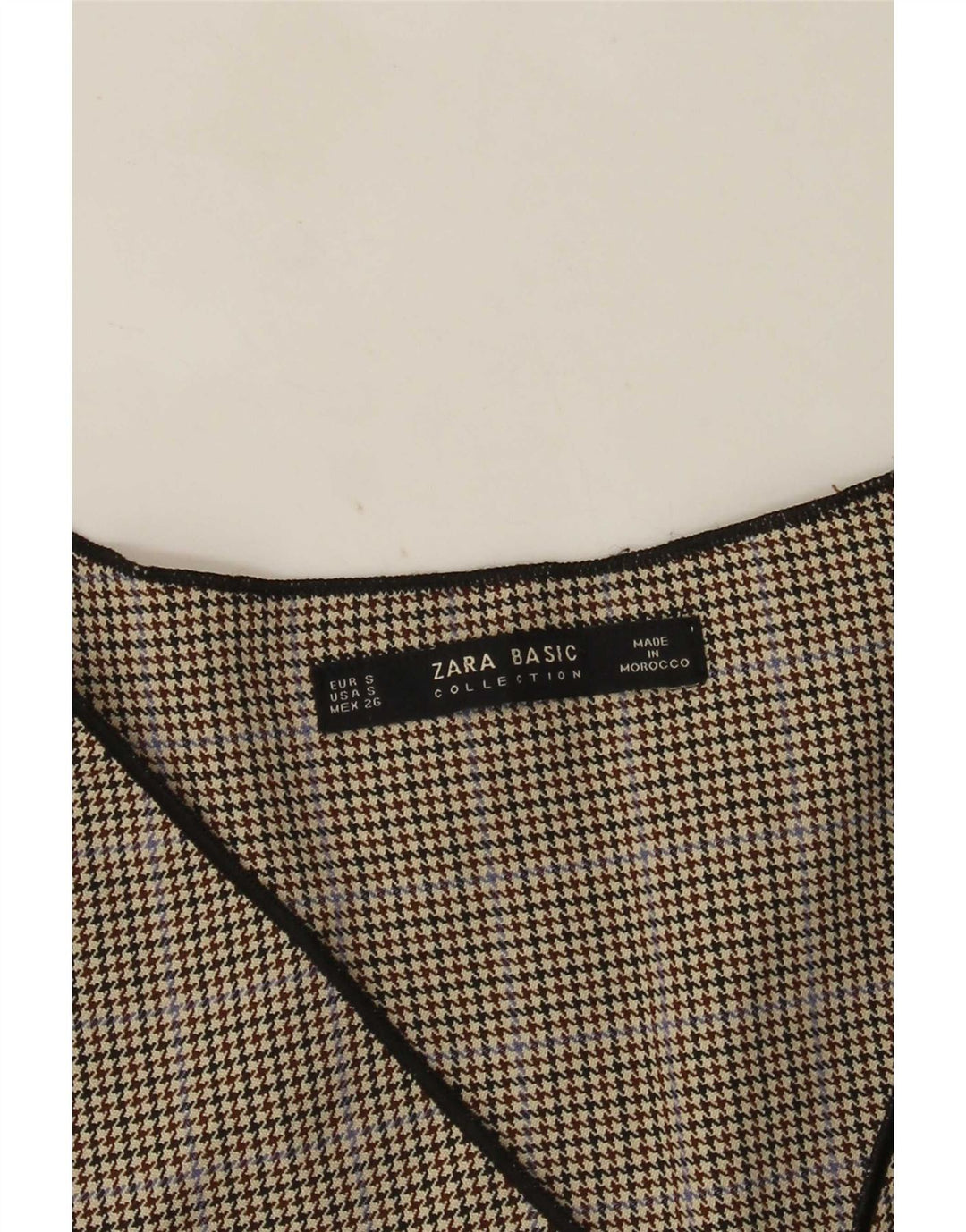 Zara Chemisier à manches longues pour femme UK 10 Petit pied-de-poule gris