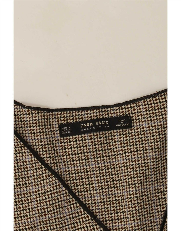 Zara Chemisier à manches longues pour femme UK 10 Petit pied-de-poule gris