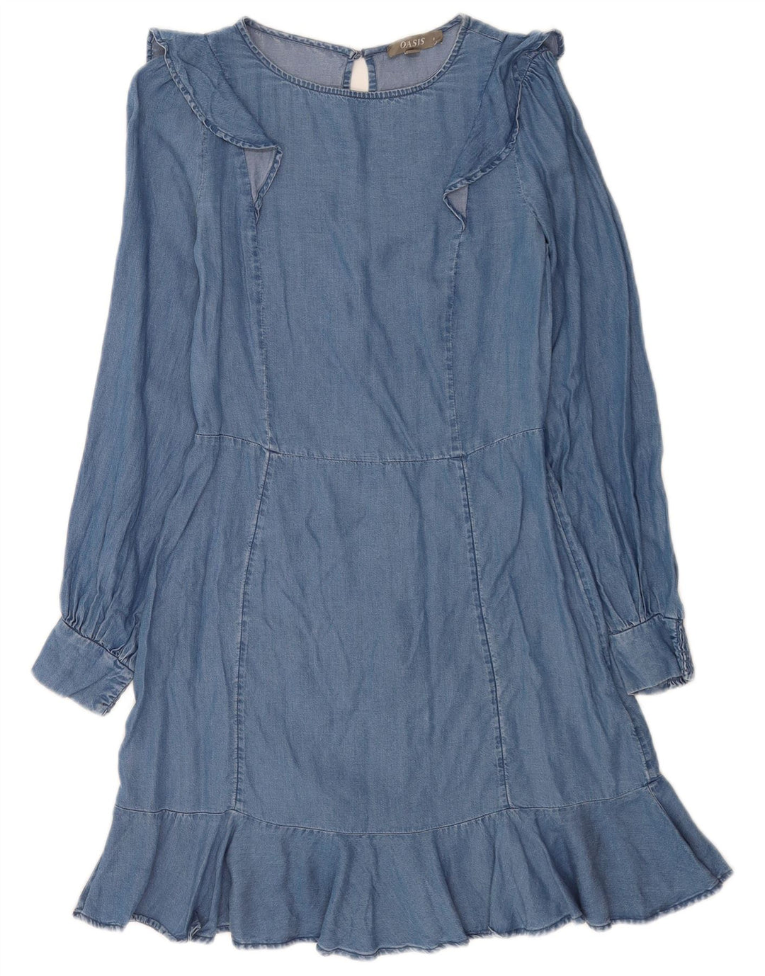 Oasis Robe en jean pour femme UK 8 Small Bleu Lyocell