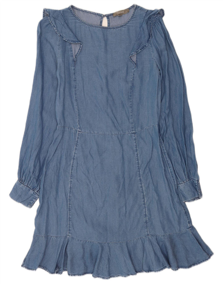 Oasis Robe en jean pour femme UK 8 Small Bleu Lyocell