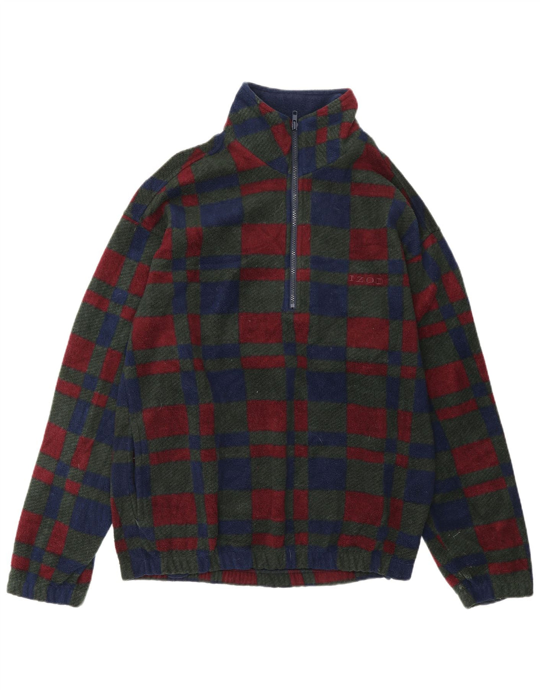 IZOD Pull Polaire Col Zippé Homme Petit Carreau Multicolore Polyester