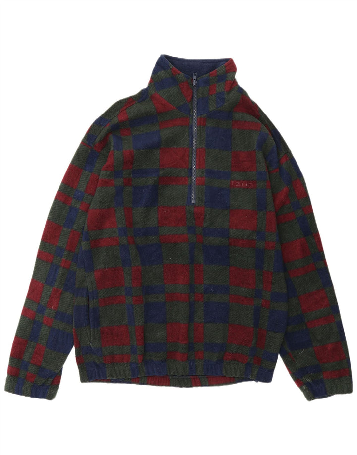 IZOD Pull Polaire Col Zippé Homme Petit Carreau Multicolore Polyester