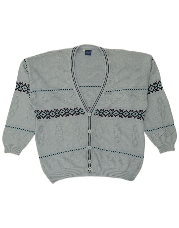 Mr. Forrest Cardigan Homme Pull XL Bleu Géométrique Coton