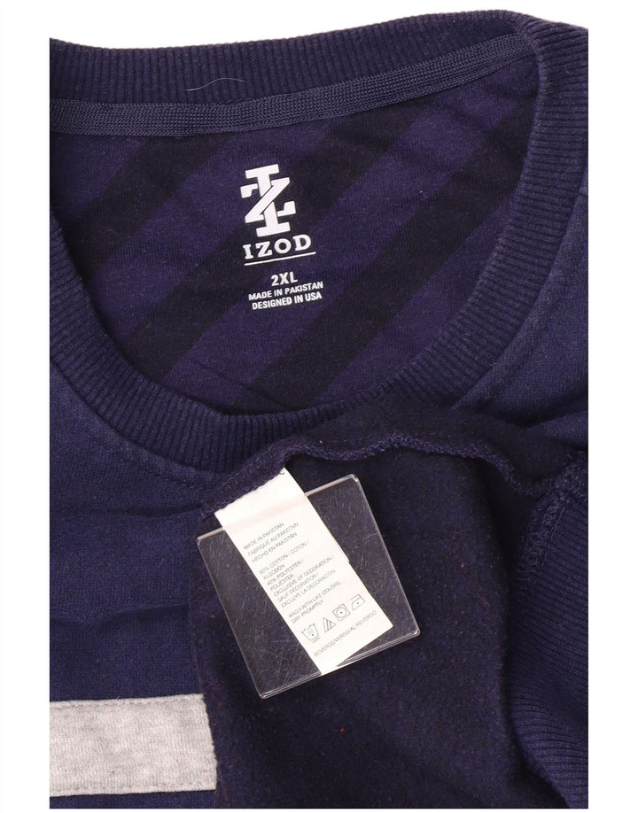 Izod Sweat-shirt pour homme en coton rayé bleu marine 2XL