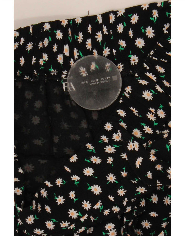 Zara Jupe-short pour femme UK 10 Small Noir Floral