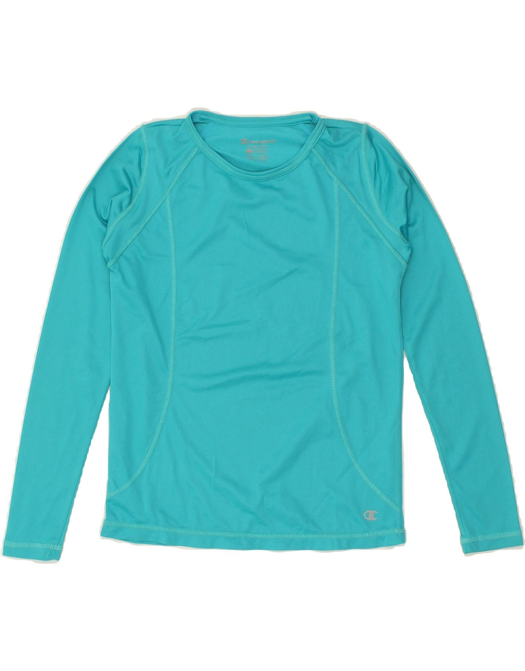 CHAMPION Girls Top Long Sleeve 7-8 Years XS Turquoise Polyester Vintage Champion and Second-Hand Champion from Messina Hembry 