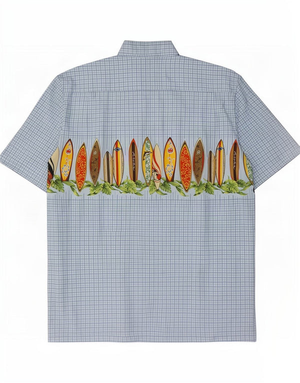 Aloha Republic Chemise hawaïenne à manches courtes pour homme en coton à carreaux bleus