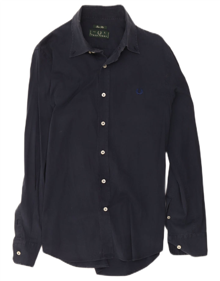 Fred Perry Chemise Slim Fit Homme Grand Bleu Marine Coton