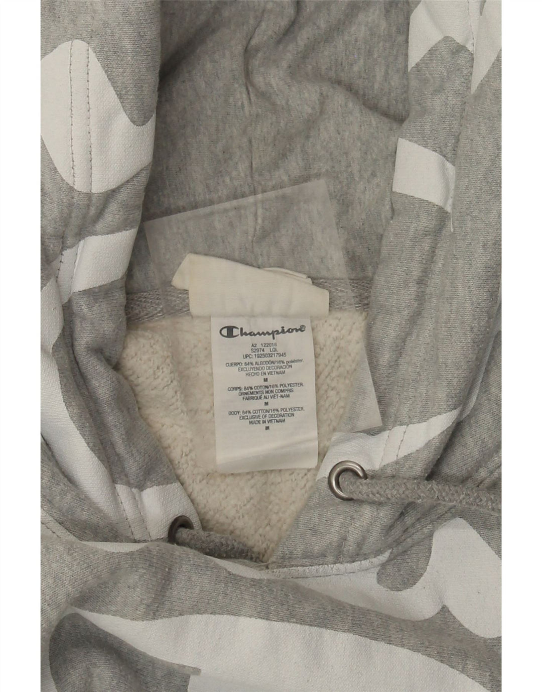 Champion Pull à Capuche Graphique Homme Gris Moyen Coton