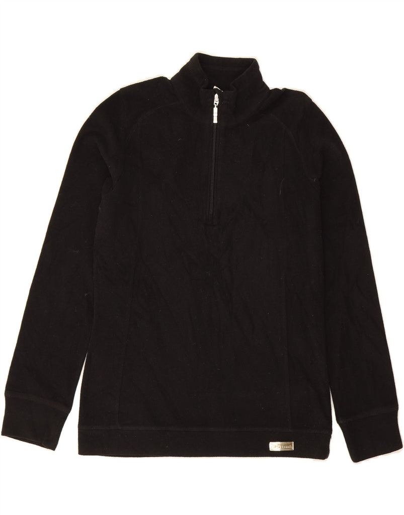 CHAMPION Womens Zip Neck Fleece Jumper UK 10 Small Black Polyester Vintage Champion and Second-Hand Champion from Messina Hembry 