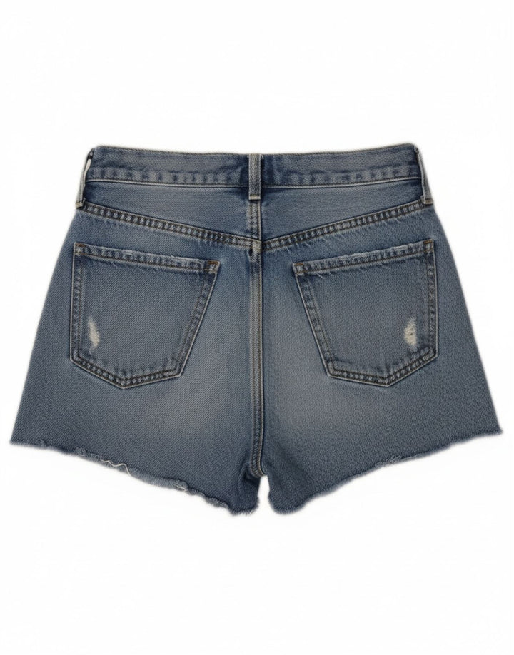 Zara Short en jean vieilli pour femme EU 34 2XS W24 Bleu