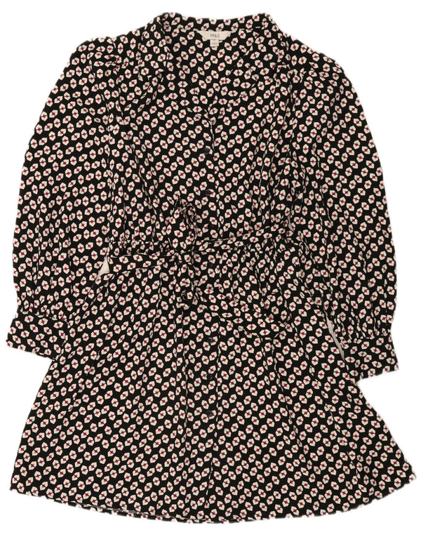 Marks & Spencer Robe chemise pour femme UK 44 Large Noir Géométrique Polyester