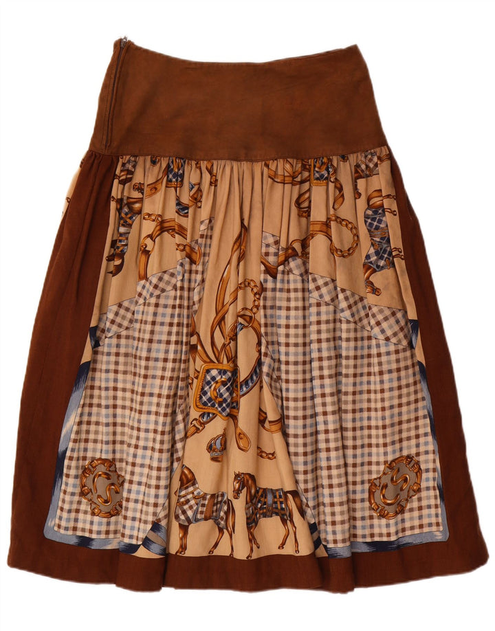 Cristina Santandrea Jupe évasée à motif abstrait pour femme Medium W28 Marron