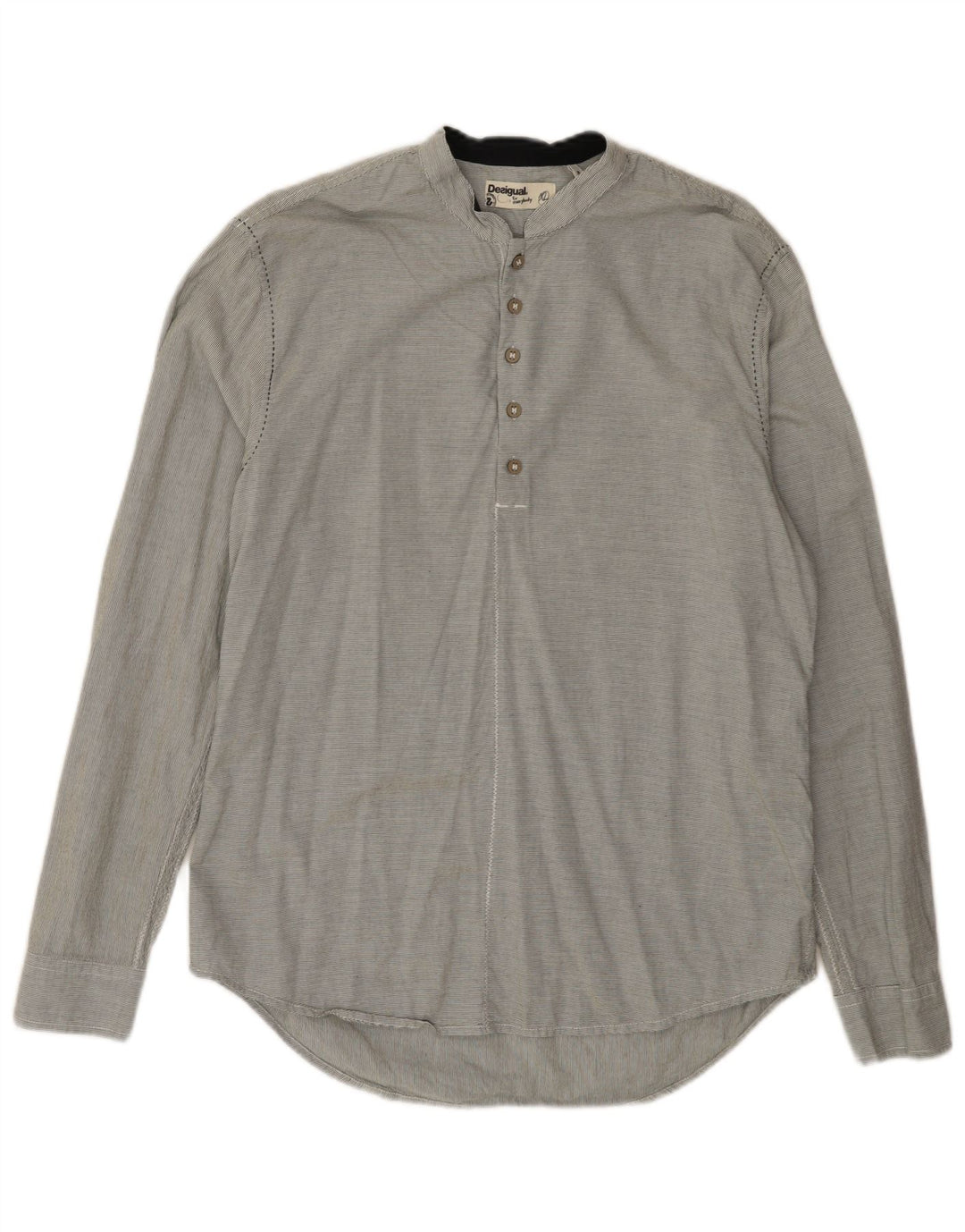 Desigual Chemise pull coupe classique XL en coton à fines rayures pour homme Gris