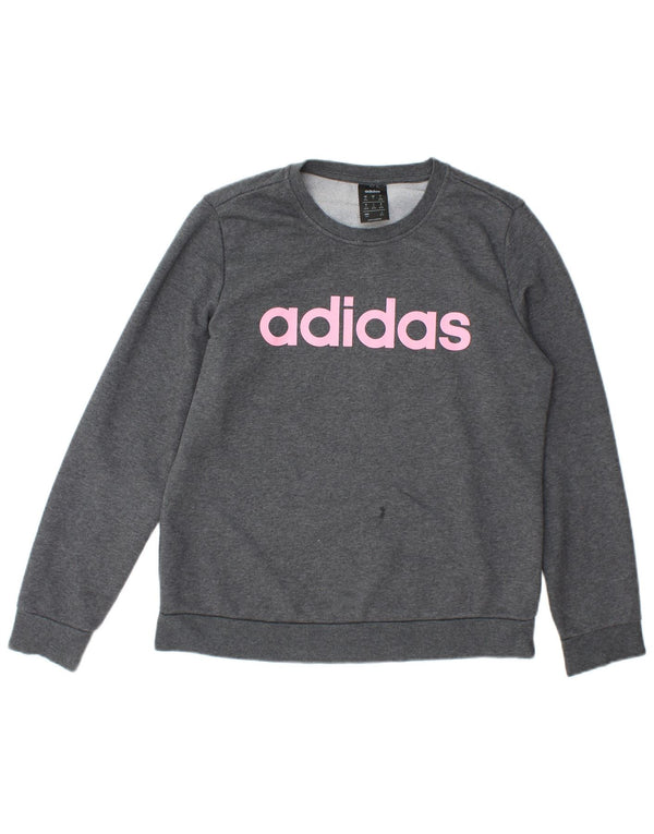 Adidas Sweat-shirt graphique pour femme UK 12/14 Gris moyen Coton