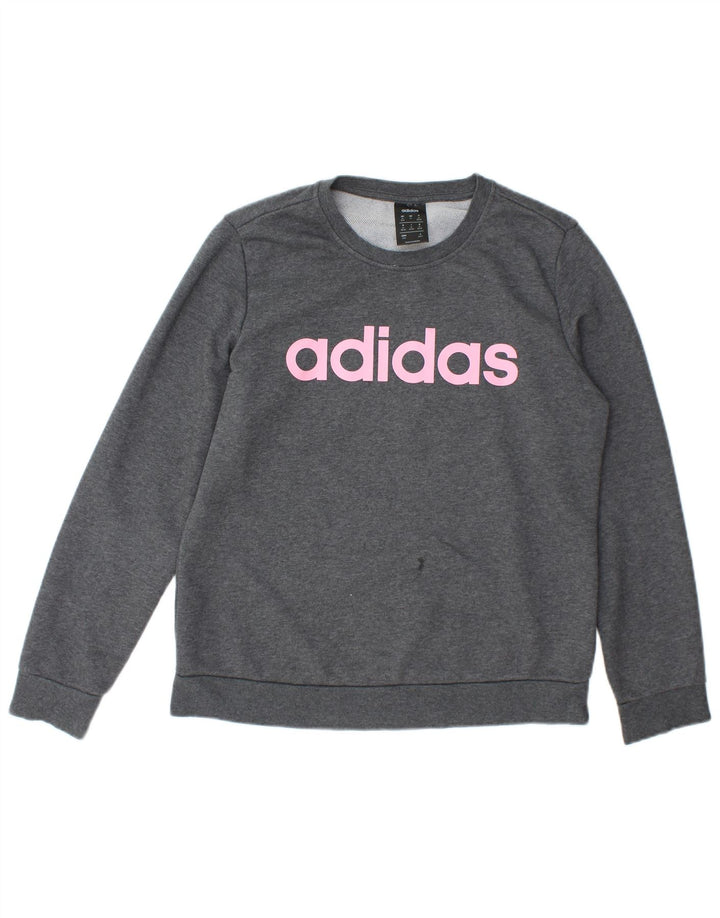 Adidas Sweat-shirt graphique pour femme UK 12/14 Gris moyen Coton