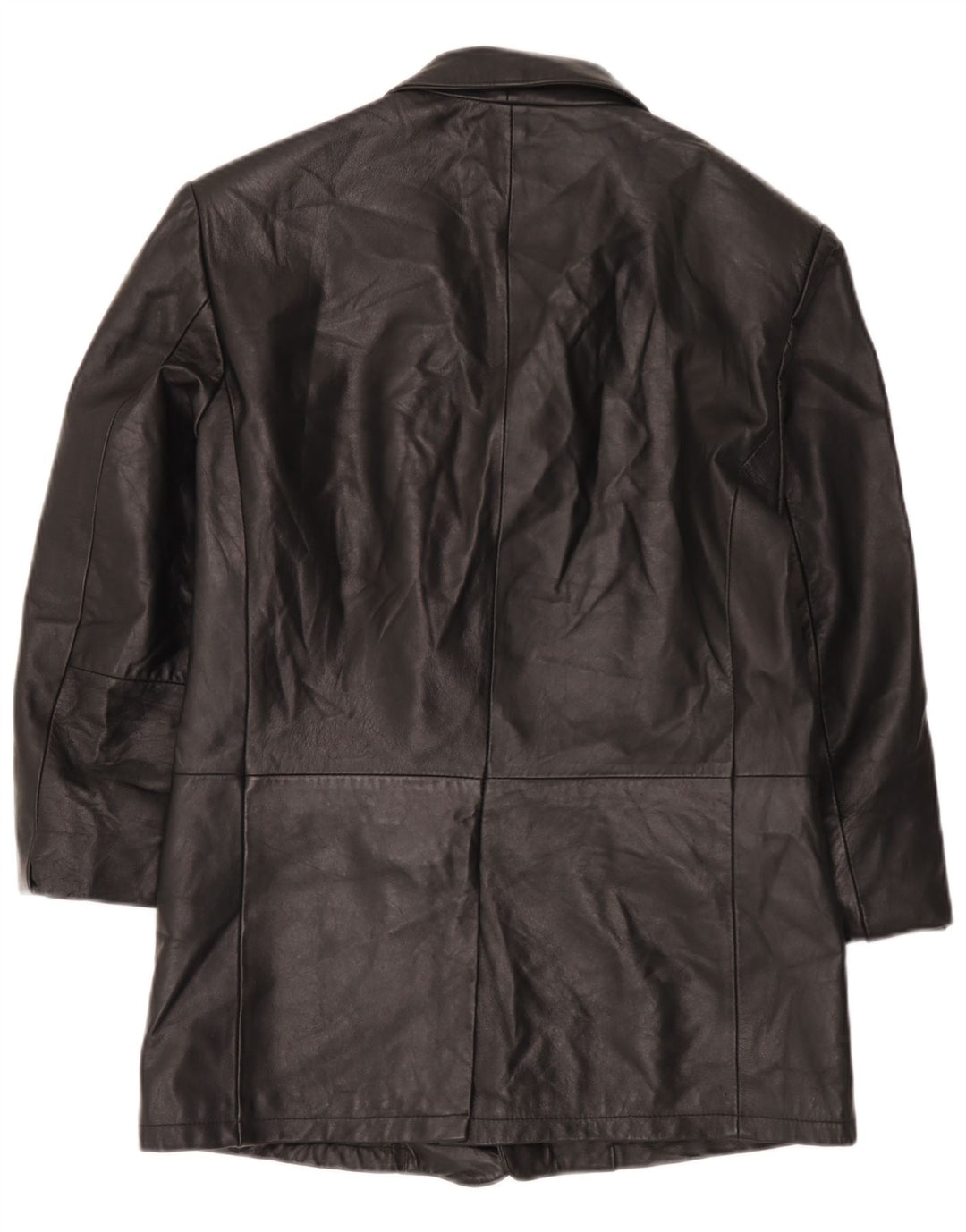 vintage Homme 3 Boutons Veste Blazer En Cuir IT 52 XL Cuir Noir