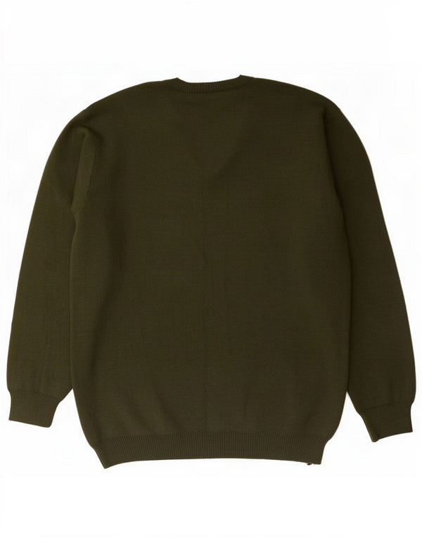 Bernardini Pull col V pour homme IT 52 Large Vert Argyle/Diamant