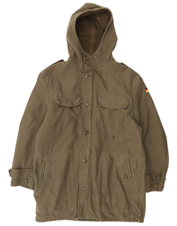 vintage Mens Allemagne Veste Parka Militaire À Capuchon UK 38 Kaki Moyen