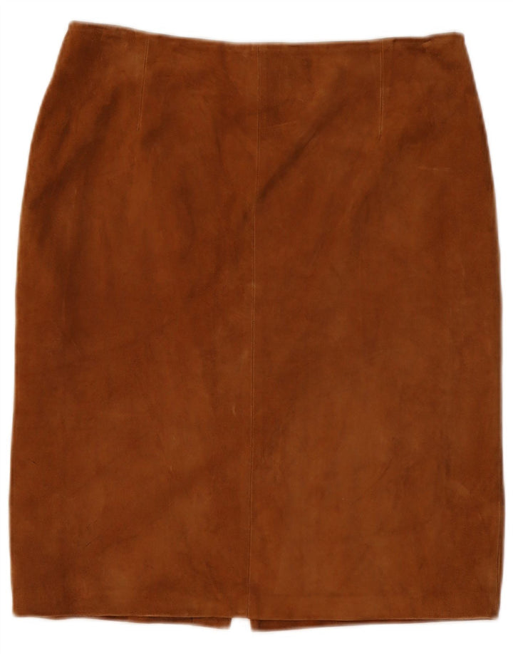 jupe droite en daim femme vintage W29 Brun moyen