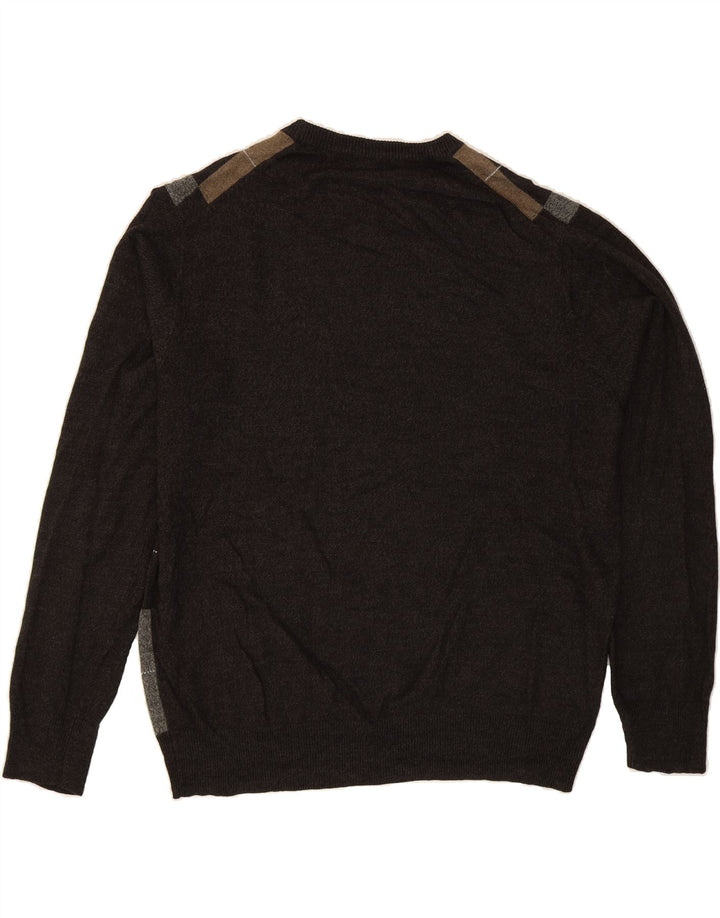 DOCKERS Mens Crew Neck Jumper Sweater XL Grey Geometric Acrylic Vintage Dockers and Second-Hand Dockers from Messina Hembry 