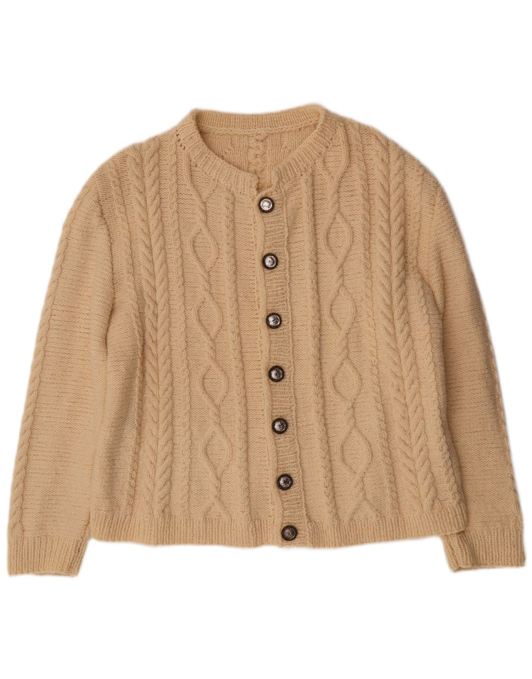 VINTAGE Pull Cardigan Femme UK 16 Grand Blanc Cassé