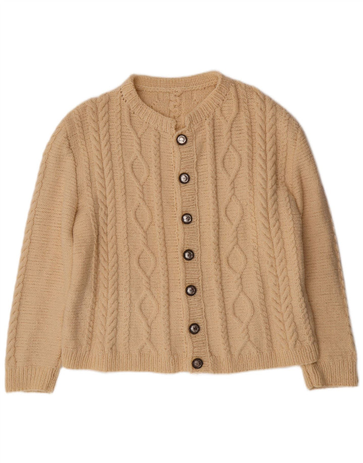 VINTAGE Pull Cardigan Femme UK 16 Grand Blanc Cassé