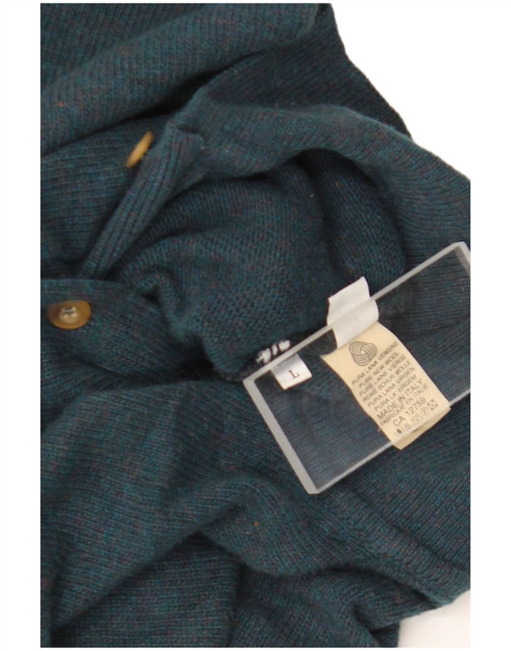 Stefanel Pull à col polo pour homme en laine verte