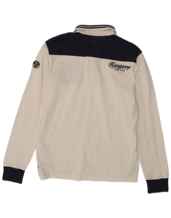 North Sails Polo Graphique à Manches Longues Homme Blanc Moyen Colorblock