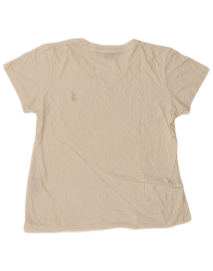 Ralph Lauren T-shirt pour femme UK 12 Medium Off White Coton