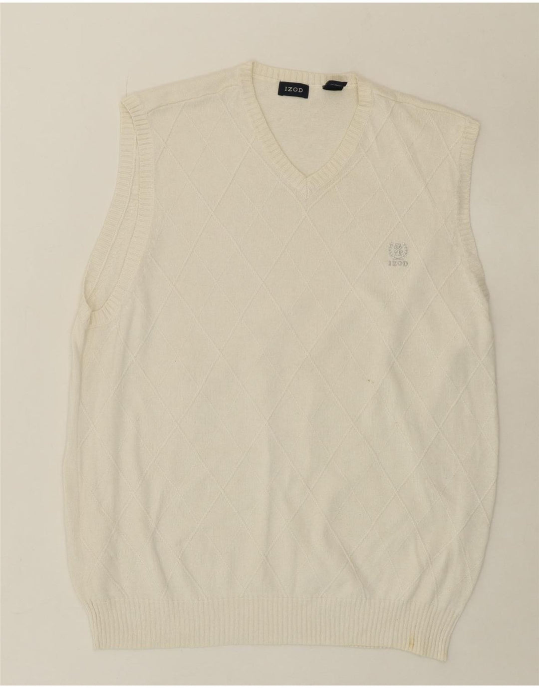 IZOD Mens Vest Tank Top XL White Argyle/Diamond Cotton Vintage Izod and Second-Hand Izod from Messina Hembry 