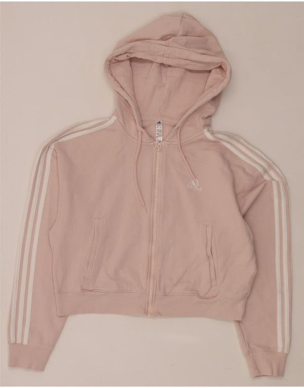 ADIDAS Pull à capuche zippé surdimensionné pour femme UK 8/10 Petit coton rose
