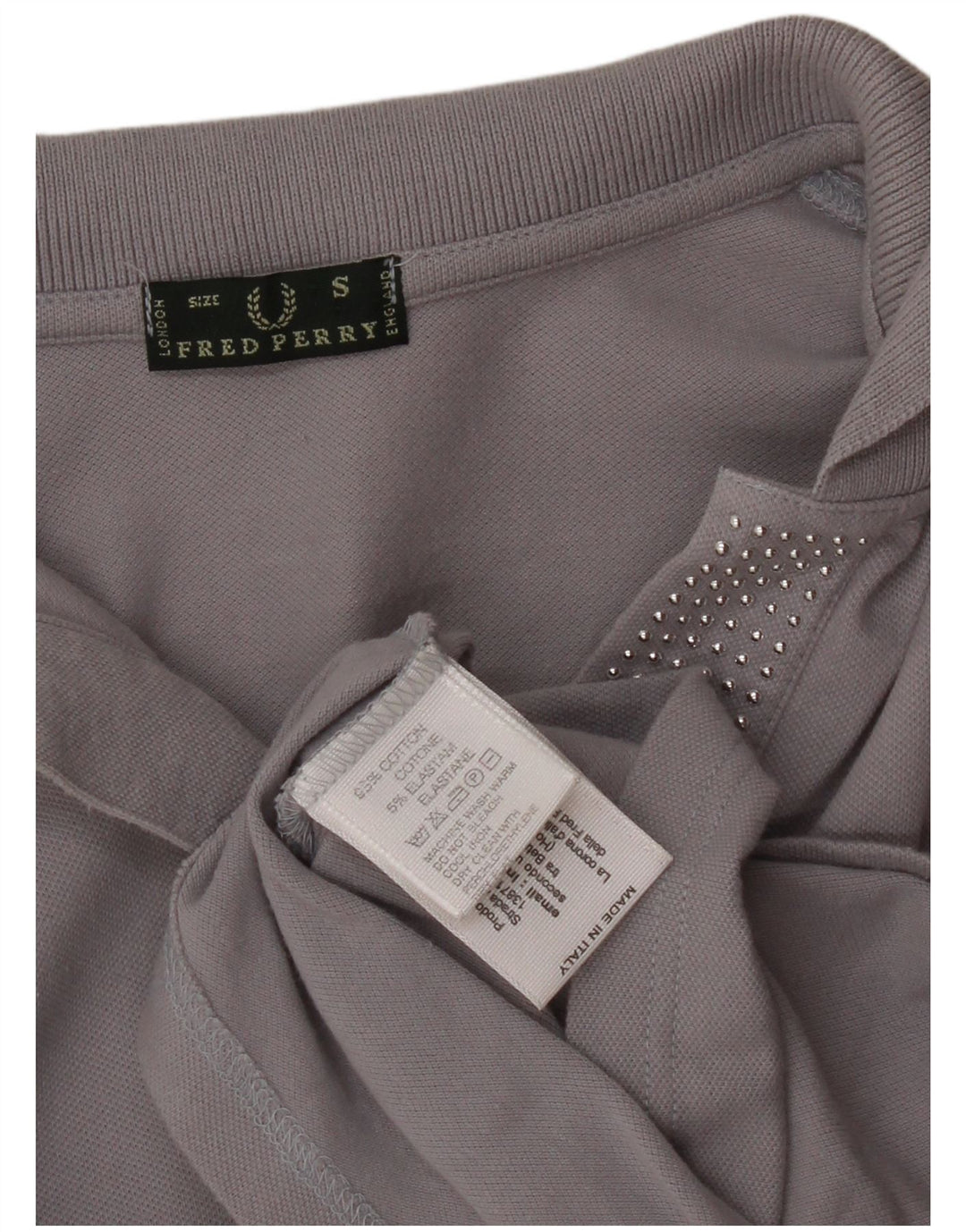 Fred Perry Polo à manches longues pour femme UK 10 Small Gris Coton