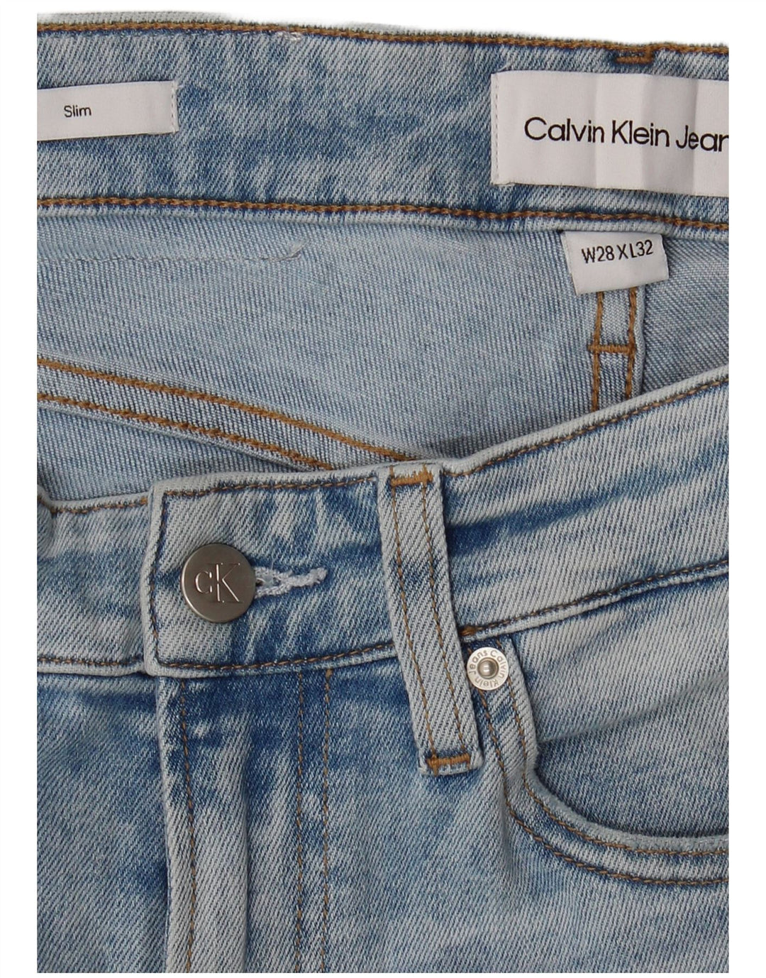CALVIN KLEIN Jean Slim Homme W28 L32 Bleu Coton