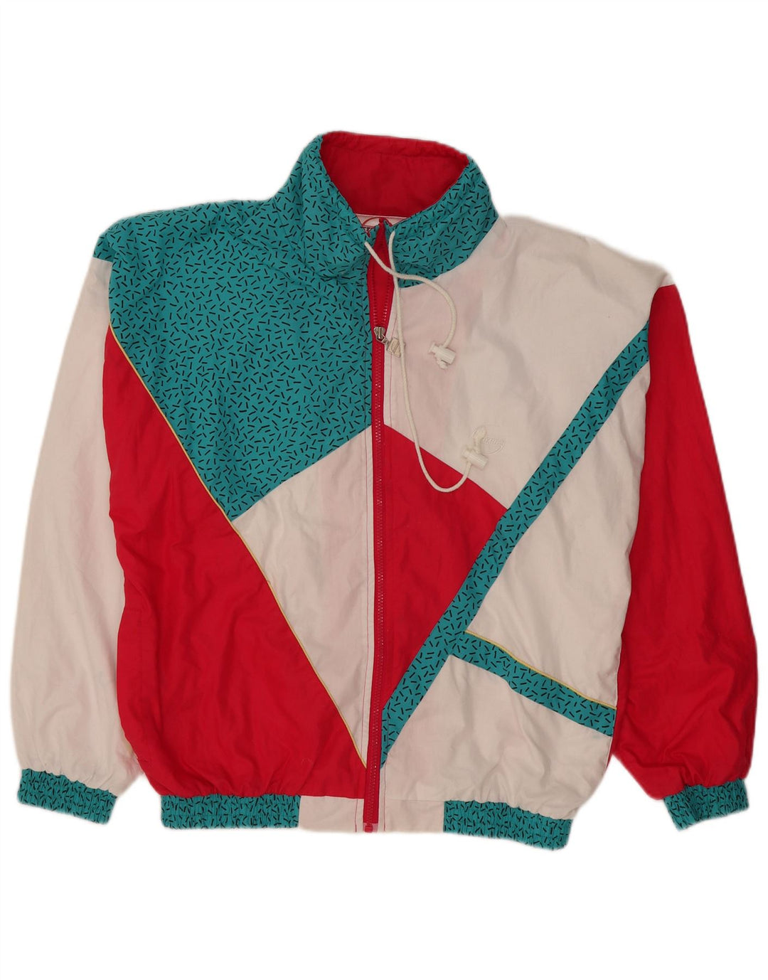 Veste coupe-vent vintage pour hommes UK 38 Polyester colorblock blanc moyen