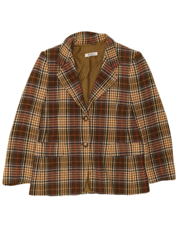Marella Veste blazer à 2 boutons pour femme UK 18 XL en laine à carreaux marron