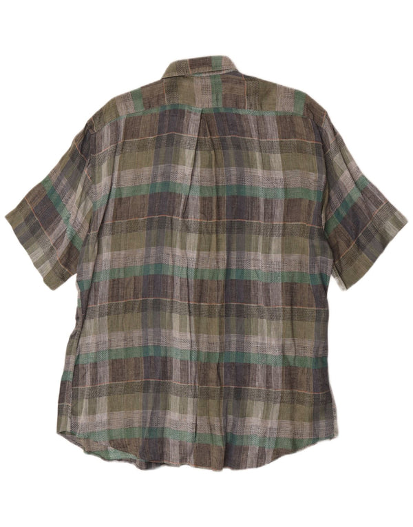 vintage Chemise à manches courtes pour hommes Taille 43 17 XL Plaid vert