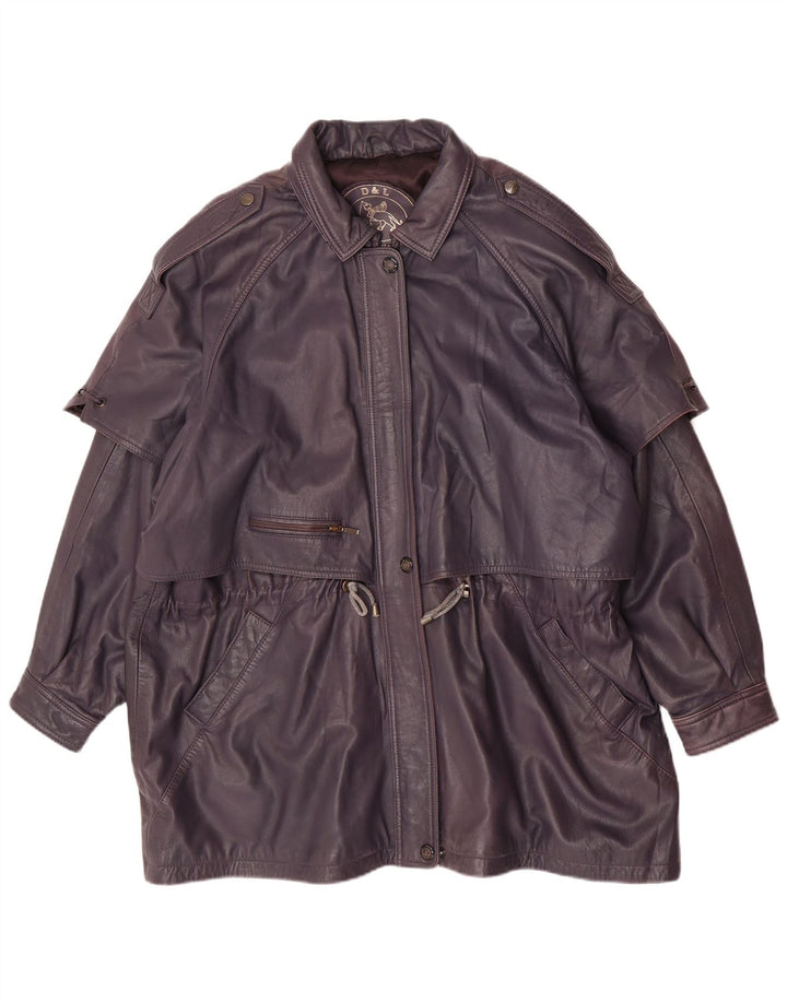 manteau en cuir femme vintage UK 20 2XL Violet