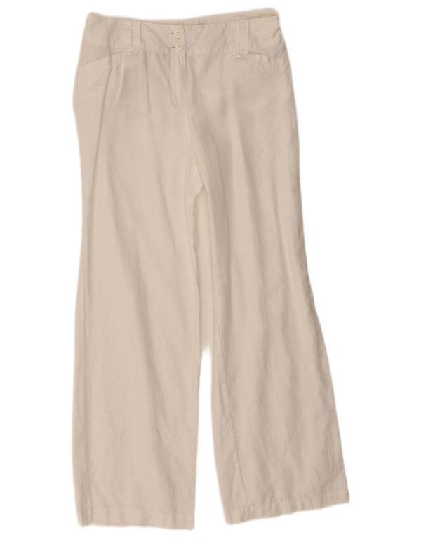 Monsoon Pantalon décontracté bootcut pour femme UK 10 Small W28 L28 Lin blanc