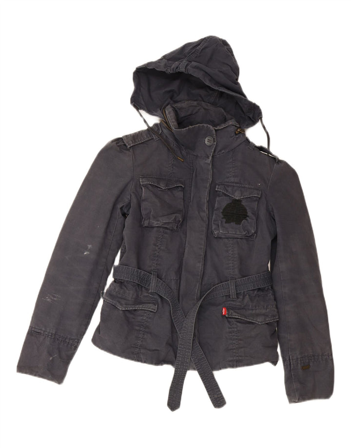 Levi's Veste Utility À Capuche Femme UK 14 Bleu Marine Moyen Coton